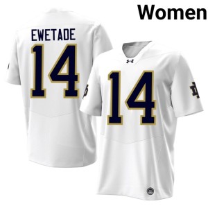 #14 College Football Ebenezer Ewetade Womens White Alumni Notre Dame Jersey 282688-600