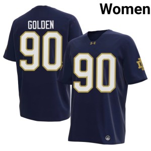 #90 UND Womens College Football Embroidery Navy Elijah Golden Jersey 157360-540