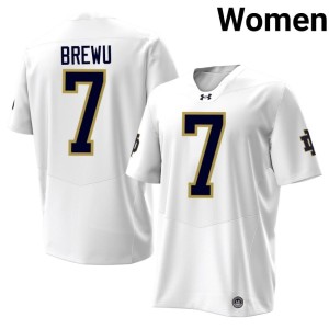 #7 Notre Dame Women Stitched College Football White Francis Brewu Jerseys 448291-626