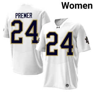 #24 Irish White Ian Premer College Football Official Women's Jersey 386459-481