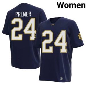 #24 Ian Premer Womens College Football Navy UND Game Jerseys 115278-720