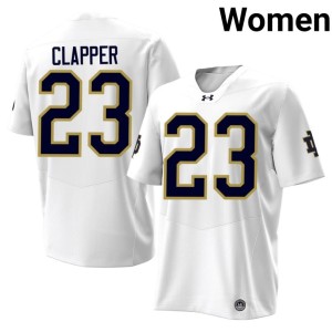 #23 White 2026-27 College Football Ja'Kobe Clapper Womens The Irish Jersey 452422-207