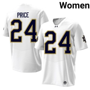 #24 Jadarian Price Womens ND Embroidery College Football White Jerseys 307944-439