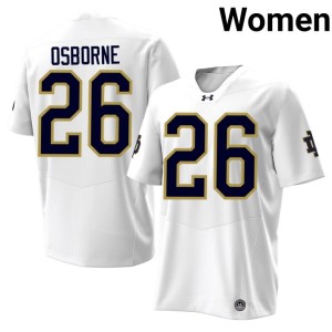 #26 Javian Osborne University of Notre Dame Women's White College Football 2026 Jersey 522053-396