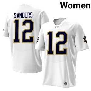#12 White College Football Player Jayden Sanders Fighting Irish Womens Jerseys 657428-145