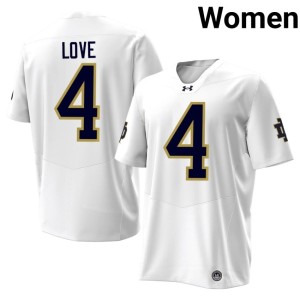 #4 Women's White Notre Dame High School Jeremiyah Love College Football Jersey 142661-772