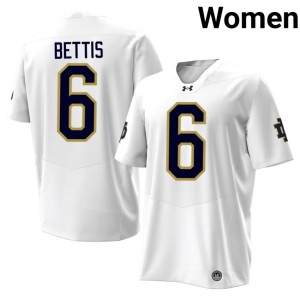 #6 College Football Notre Dame Women 2026 White Jerome Bettis Jersey 136078-516