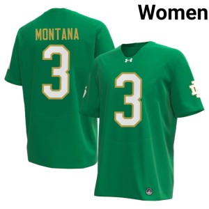 #3 Notre Dame Joe Montana Official Womens Green College Football Jersey 477990-582