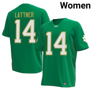 #14 Green Johnny Lattner Replica College Football ND Women Jerseys 548011-241