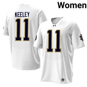 #11 Keon Keeley Fighting Irish University White Womens College Football Jerseys 250309-819