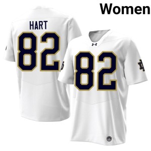 #82 Stitched College Football Notre Dame Women White Leon Hart Jerseys 563780-981