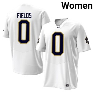 #0 Limited Malachi Fields Notre Dame College Football White Women's Jerseys 708914-503