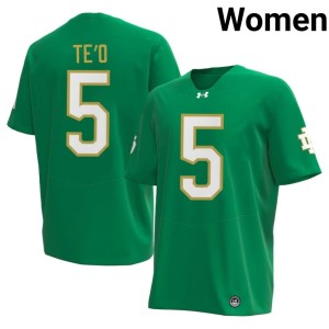 #5 Stitched Women Notre Dame College Football Green Manti Te'o Jersey 230506-389