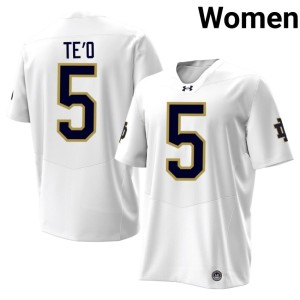 #5 College Football Irish Women White Embroidery Manti Te'o Jersey 555925-504