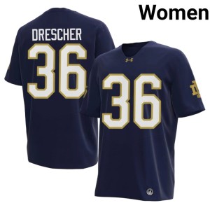 #36 Embroidery Irish Micah Drescher College Football Navy Women's Jersey 889018-896