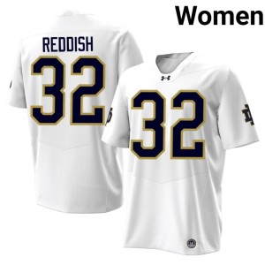 #32 Notre Dame Fighting Irish University White College Football Nick Reddish Womens Jersey 226806-836