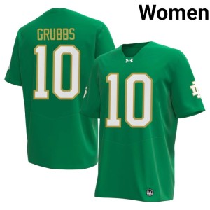 #10 University of Notre Dame Noah Grubbs Women Game Green College Football Jerseys 132018-736
