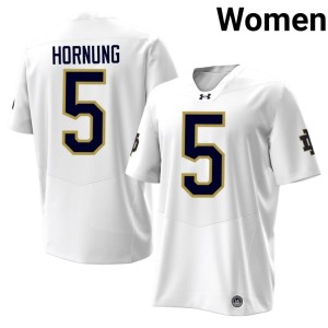 #5 College Football Paul Hornung Women's Replica Notre Dame White Jerseys 239740-360