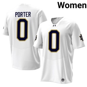 #0 Women's Quincy Porter White Notre Dame Fighting Irish Embroidery College Football Jersey 364588-459