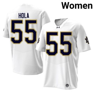 #55 Tiki Hola Womens College Football White Player Fighting Irish Jerseys 828826-202