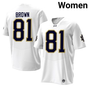 #81 Women Tim Brown White Stitched Notre Dame Fighting Irish College Football Jersey 523445-644