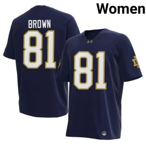 #81 Women's Navy Stitched Tim Brown College Football The Irish Jersey 383518-280
