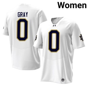#0 Women's White College Football Irish Alumni Tionne Gray Jersey 324992-928