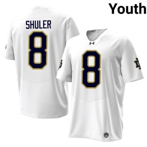 #8 Adon Shuler Stitched White College Football Youth University of Notre Dame Jerseys 489234-261
