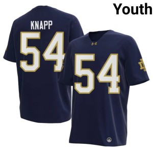 #54 ND College Football Anthonie Knapp Navy Youth Official Jerseys 395019-186