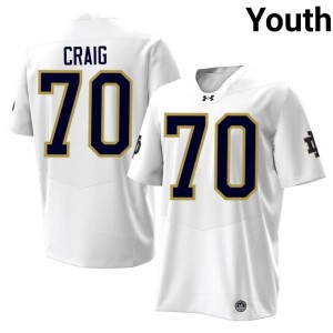 #70 College Football NCAA Notre Dame Ashton Craig Youth White Jersey 198779-447