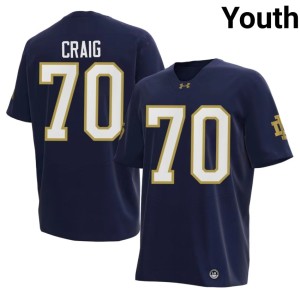 #70 Youth Irish College Football Ashton Craig Player Navy Jersey 781618-212