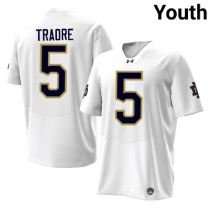 #5 White College Football Boubacar Traore Embroidery The Irish Youth Jersey 152694-314