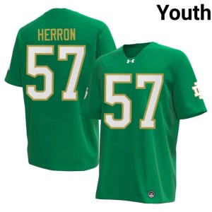 #57 University of Notre Dame Youth Green Embroidery Cam Herron College Football Jersey 765896-238