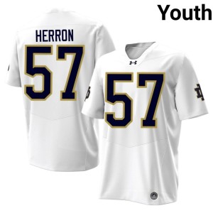 #57 Fighting Irish Cam Herron White Youth College Football University Jerseys 864595-572