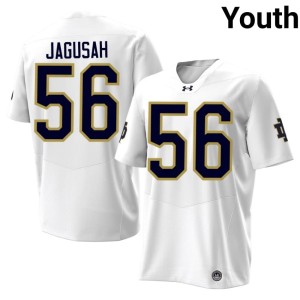 #56 Stitched Youth White College Football Charles Jagusah ND Jerseys 197173-464