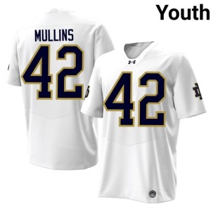 #42 Cole Mullins Stitched Youth Notre Dame College Football White Jerseys 728706-785