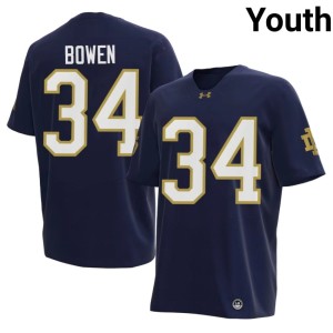 #34 2026 Drayk Bowen ND College Football Youth Navy Jerseys 863882-421