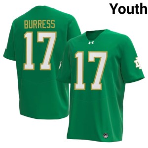 #17 Elijah Burress Youth College Football NCAA Green Irish Jersey 103703-677