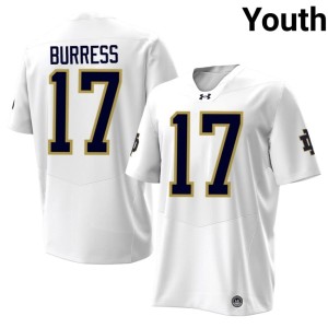 #17 University of Notre Dame College Football White 2026 Elijah Burress Youth Jerseys 499346-952