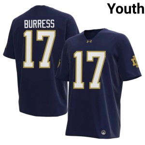 #17 Youth College Football UND Navy Replica Elijah Burress Jersey 394401-411