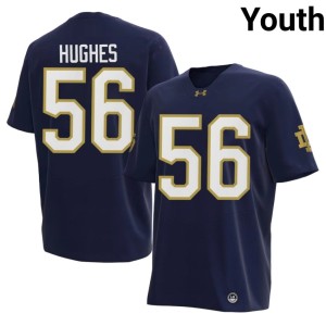 #56 Elijah Hughes Navy Stitched College Football ND Youth Jersey 261032-914