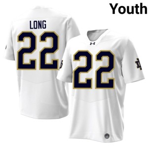 #22 College Football White Youth Embroidery The Irish Ethan Long Jerseys 209987-380
