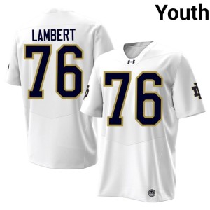 #76 NCAA University of Notre Dame College Football Youth Guerby Lambert White Jerseys 813174-757