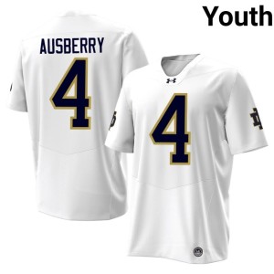 #4 White Fighting Irish Jaiden Ausberry Replica Youth College Football Jersey 405015-448
