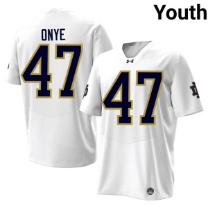 #47 Youth Jason Onye College Football NCAA UND White Jerseys 384089-664