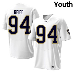 #94 NCAA College Football Joe Reiff Youth White Notre Dame Jerseys 620339-580