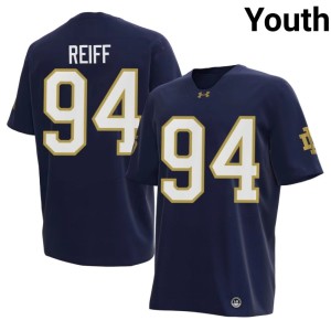 #94 Youth University of Notre Dame Stitched College Football Joe Reiff Navy Jersey 828366-750