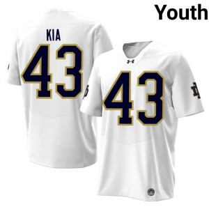 #43 Youth College Football 2026-27 University of Notre Dame Kahanu Kia White Jersey 299245-652