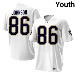 #86 Youth The Irish Kaleb Johnson College Football Stitched White Jersey 736613-731