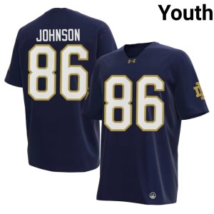 #86 Embroidery Notre Dame Fighting Irish Navy Youth College Football Kaleb Johnson Jerseys 365866-341
